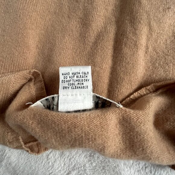Collection Fifty Nine Womens Camel Black Colorblock 100% Cashmere Sweater Medium - Picture 4 of 7